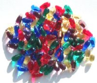 100 5x10mm Transparent Jewel Tone Mixed Drop Beads